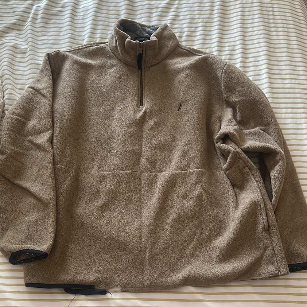 Nautica Tan Zip Up Fleece Sweater